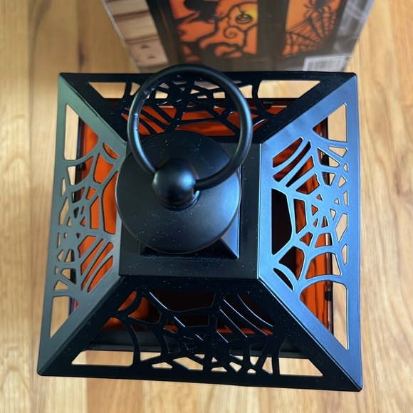 Halloween Lantern - 7.1”Lx7.1”Wx15.2”H. Includes LED candle with auto timer. - Picture 7 of 9